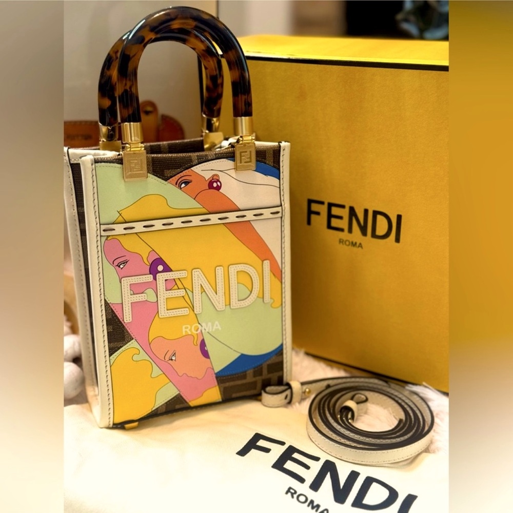 ⭐️🇮🇹 FENDI 2021 Mini FF Zucca Sunshine Shopper Tote✨